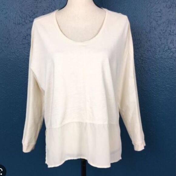 Madewell Cream Silk-Edge Dolman Tee - Picture 1 of 5